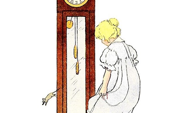 An illustration of the counting song Hickory Dickory Dock