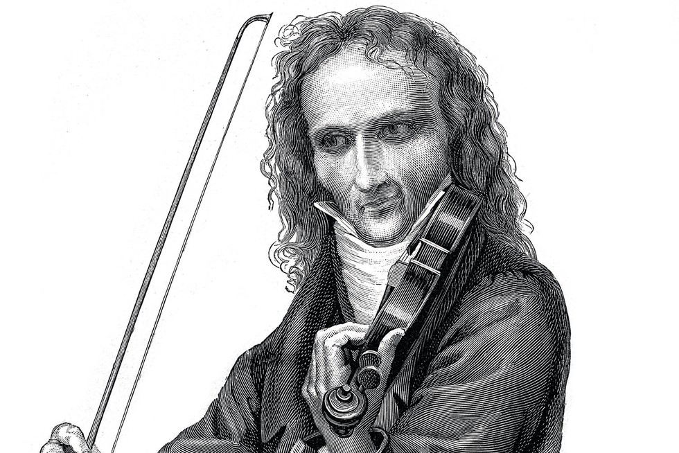 An illustration of Paganini playing his violin