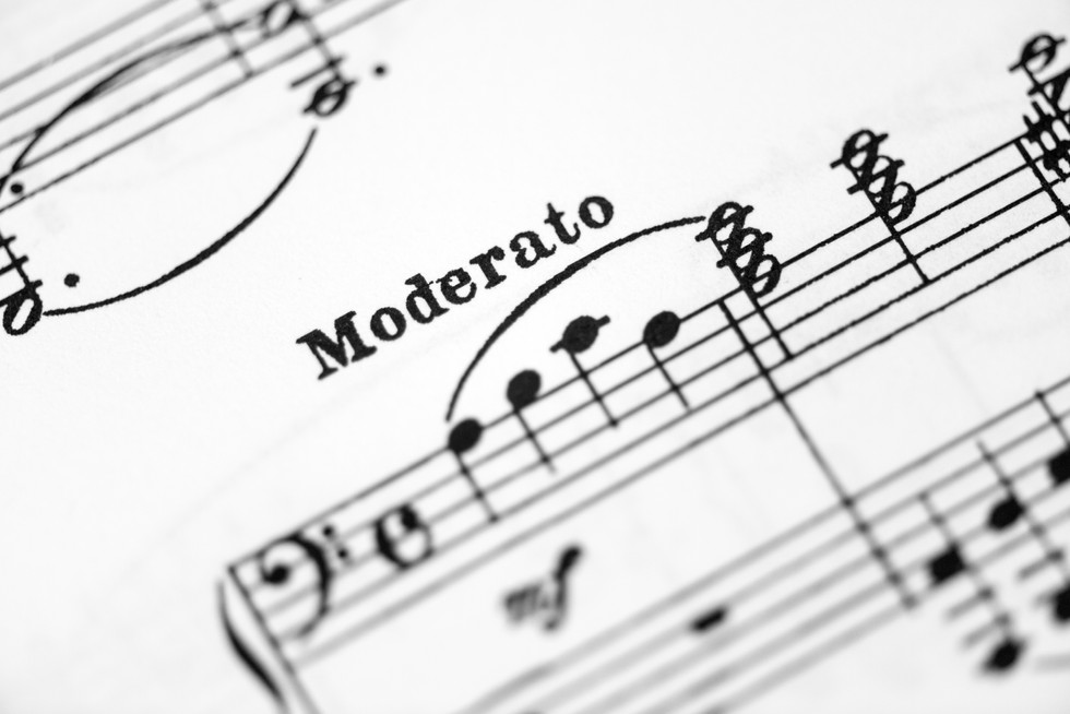 usical score sheet music showing a Moderato